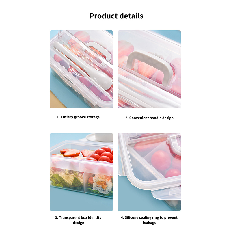 Rectangular Double-Layer Refrigerator Fresh-Keeping Box Adult Fruit Lunch Box Sealed Food Grade Microwave Lunch Box